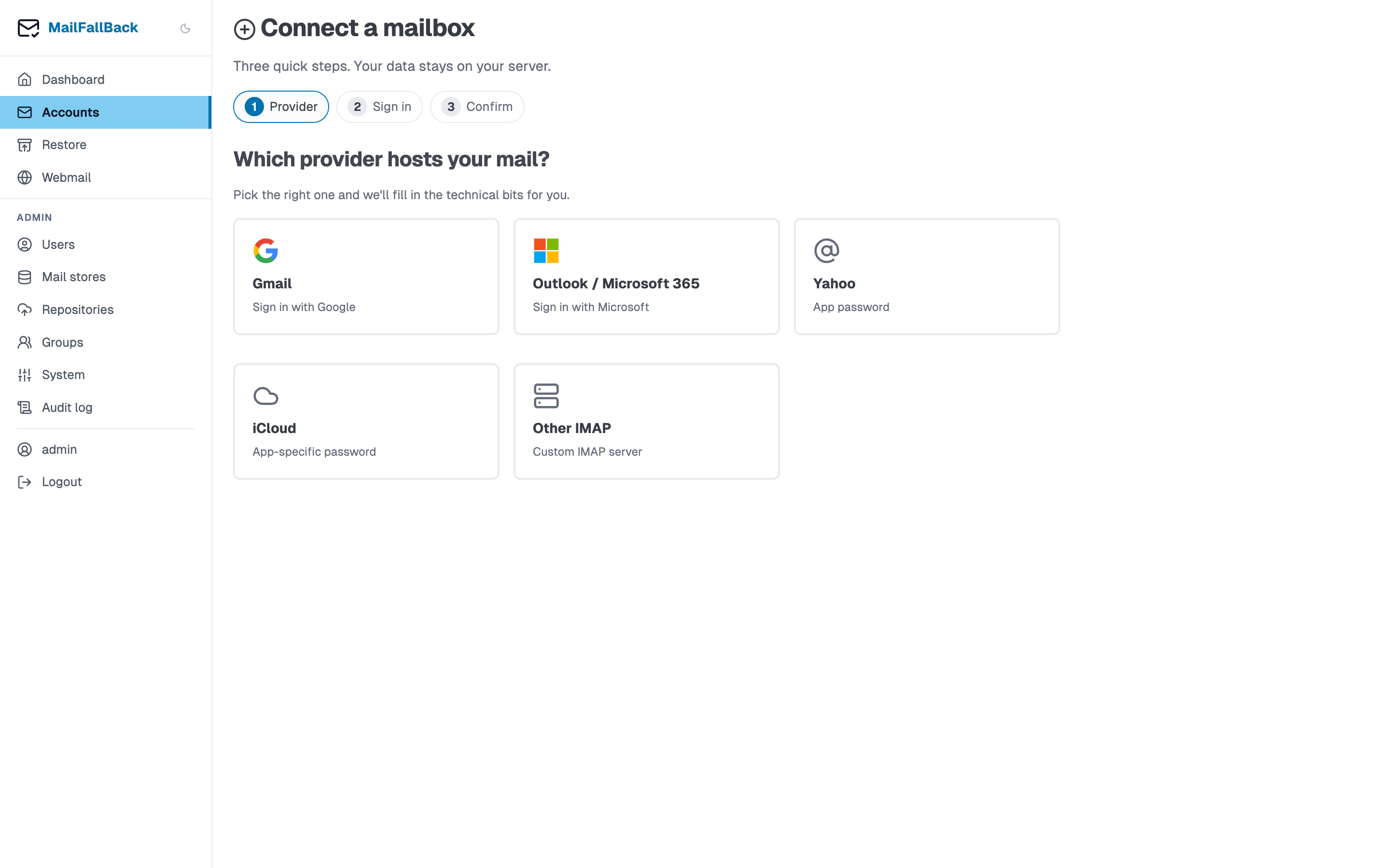 New account form