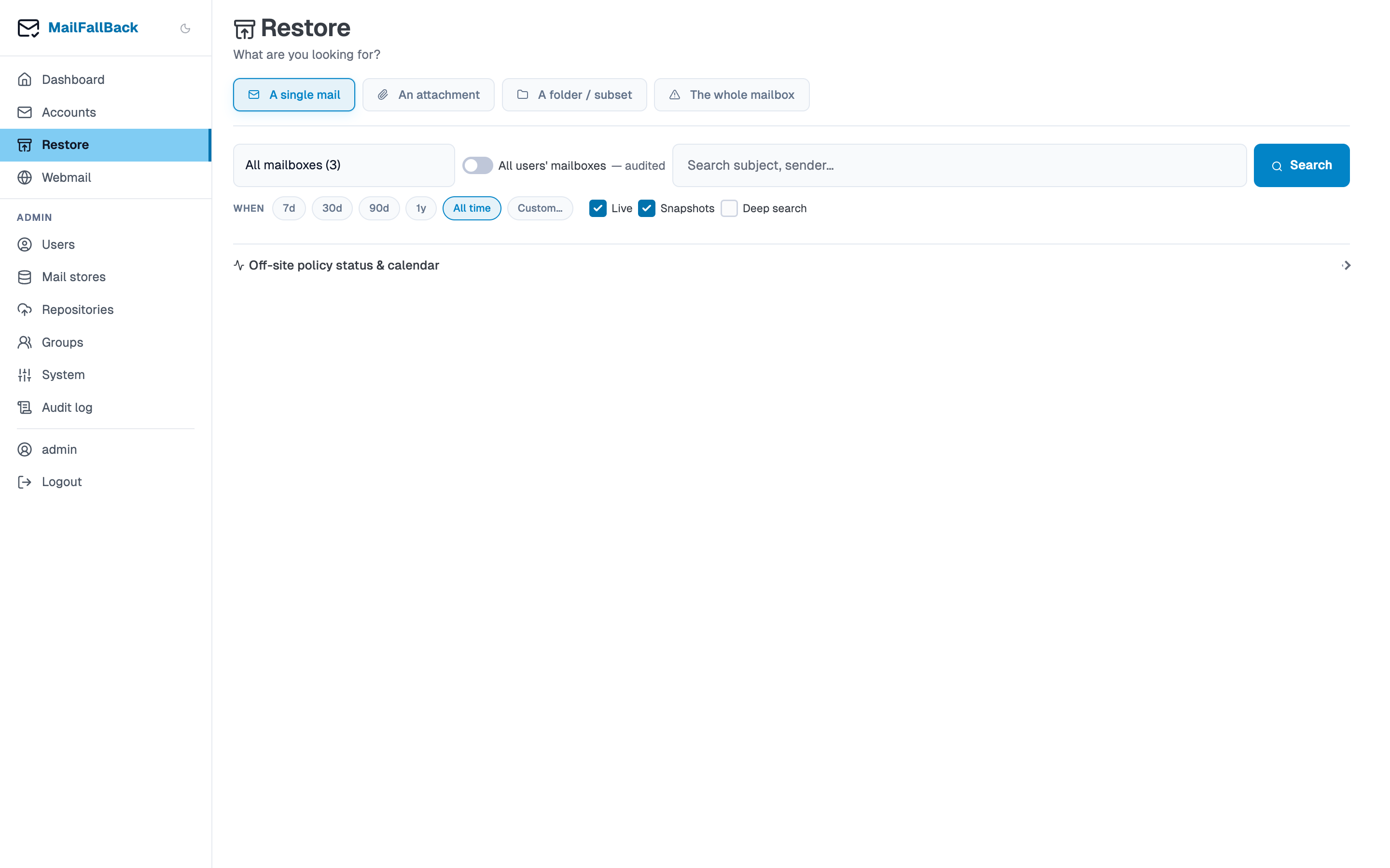 Restore page